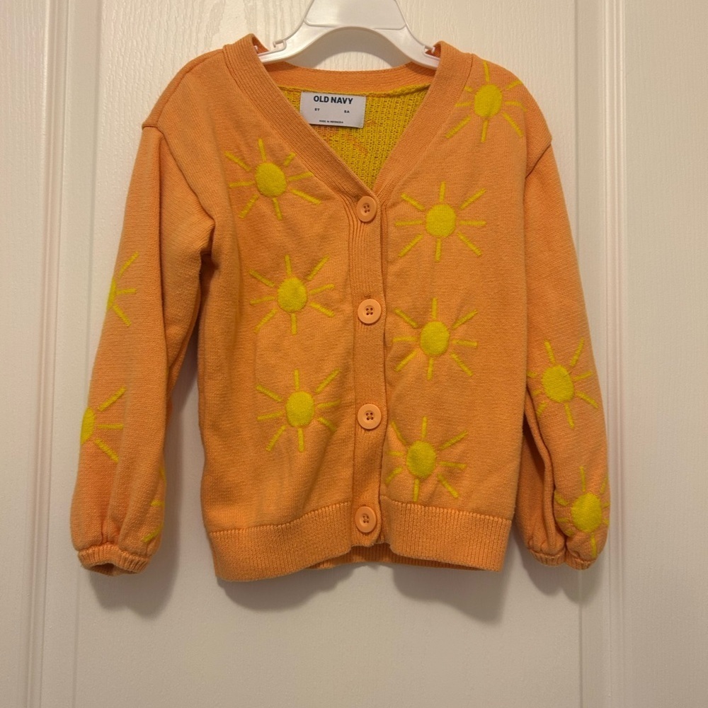 Old Navy Kids Orange Sweater with Yellow Sun Pattern